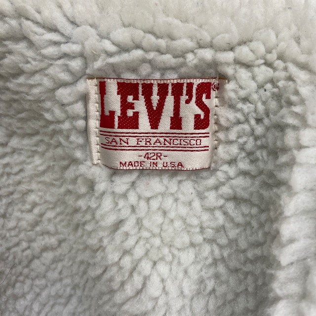 90s USA製　Levi's 70608 ボアデニムジャケット　真紺　42