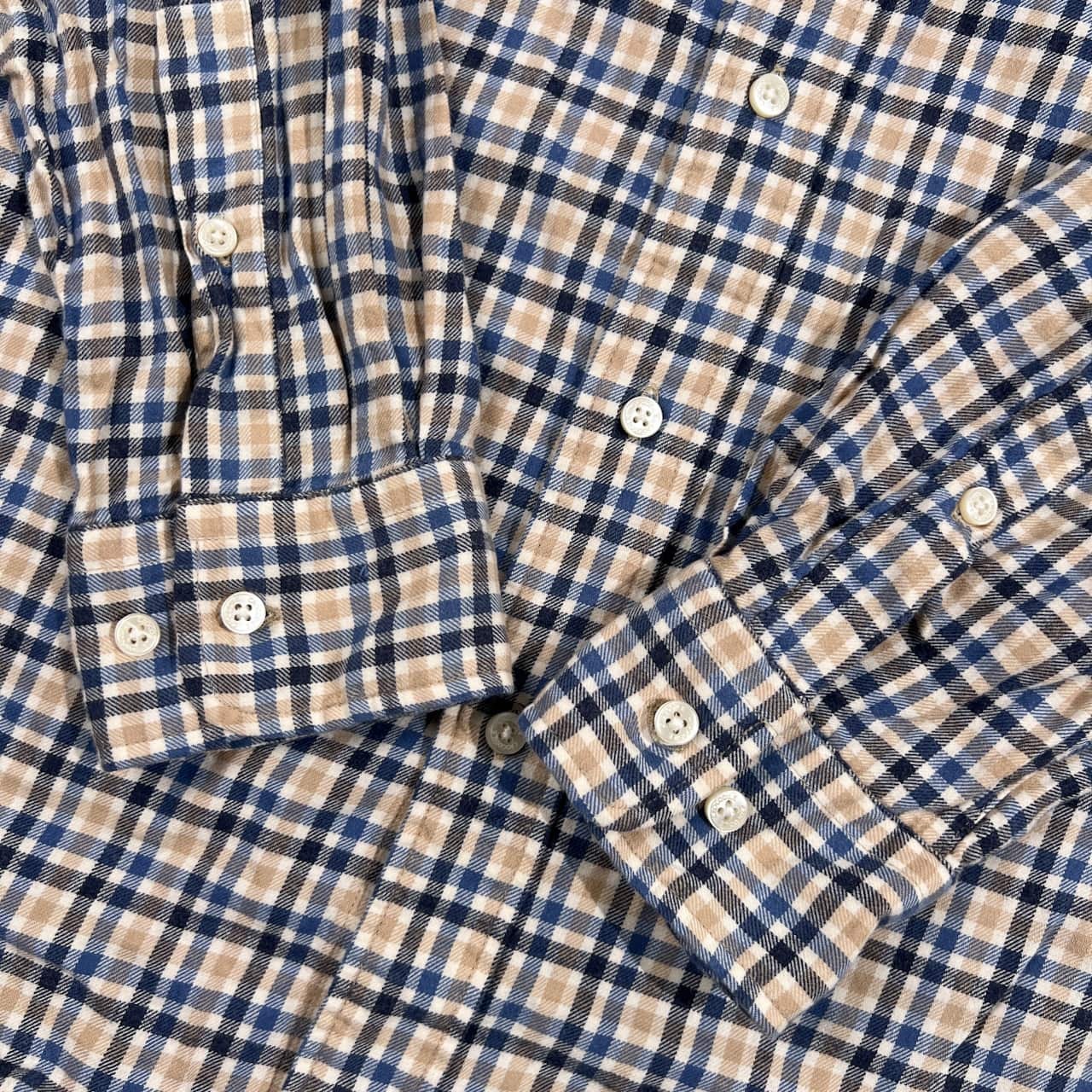 CROCODILE クロコダイル チェック BD ボタンダウン 長袖 ネルシャツ L/ブルー系 メンズ