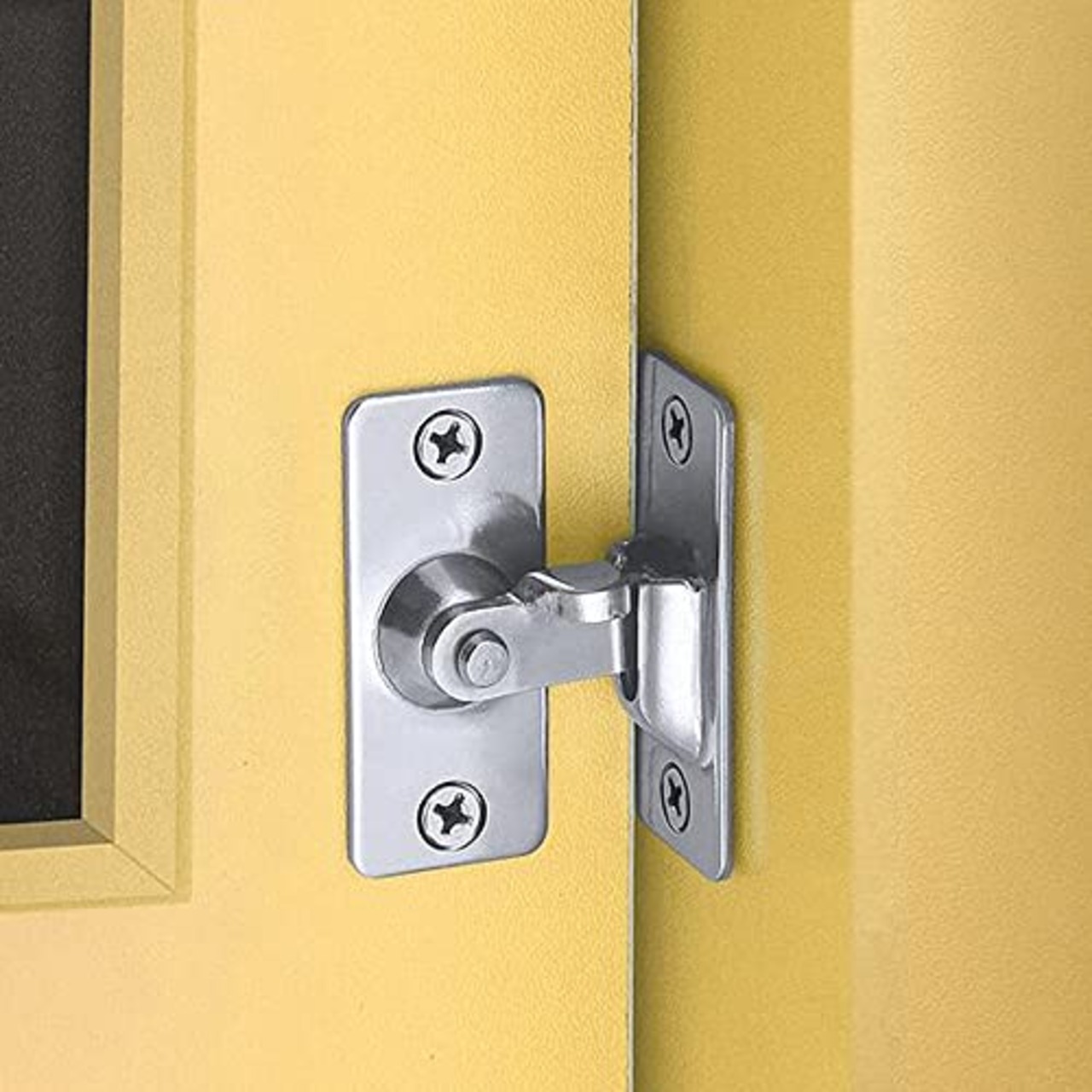 YFFSFDC 90度ドア留め金ロック 90度直角ドアロック ステンレス製 ドアロック ボルトロック 90° 補助鍵 ボルトラッチ 引き戸用鍵 スライドロック 浴室/部屋/バスルーム用ロック 盗難防止安全ドアロック 防犯 侵入防止 (シルバー 1個入り)