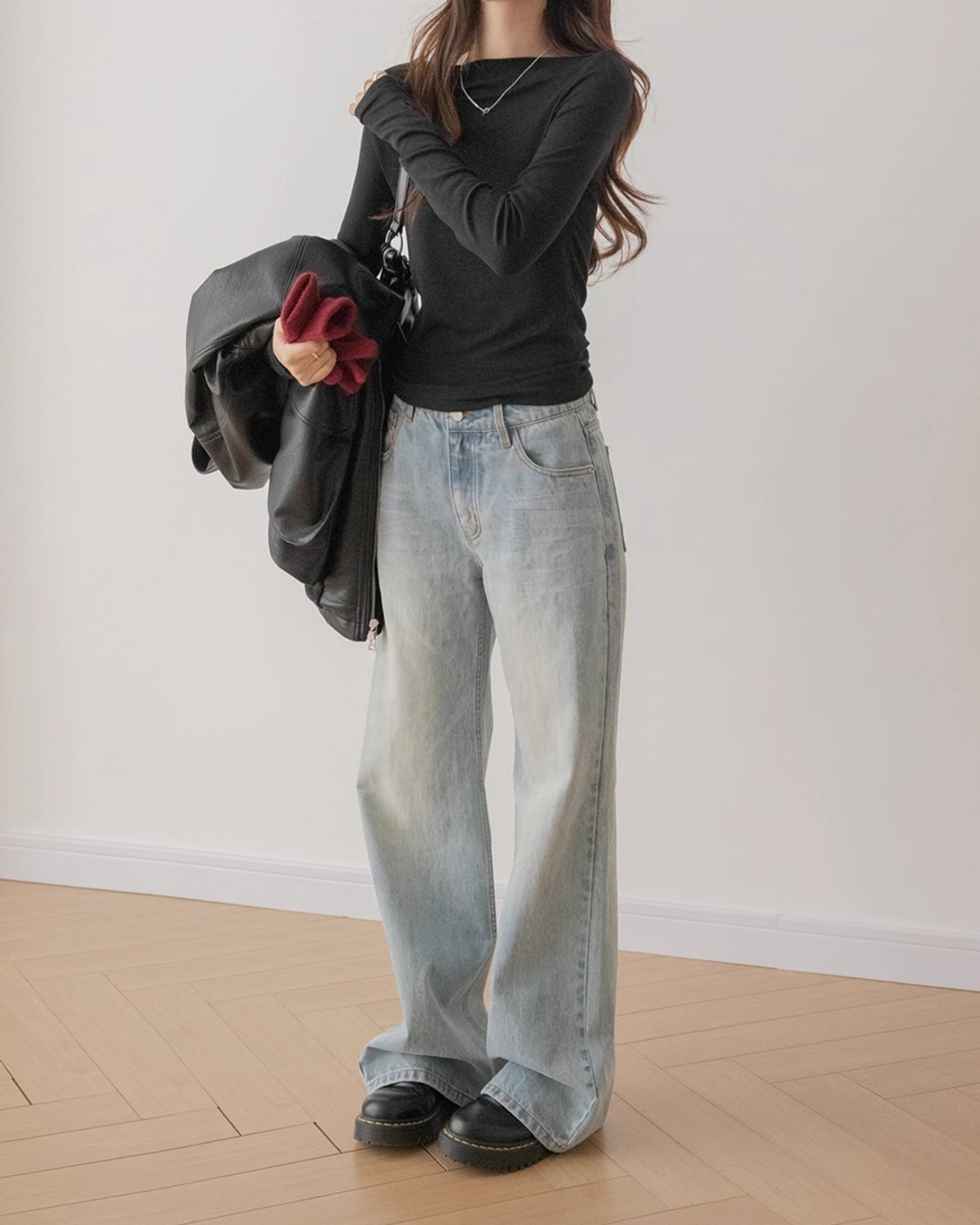 Washed straight Jeans T20280