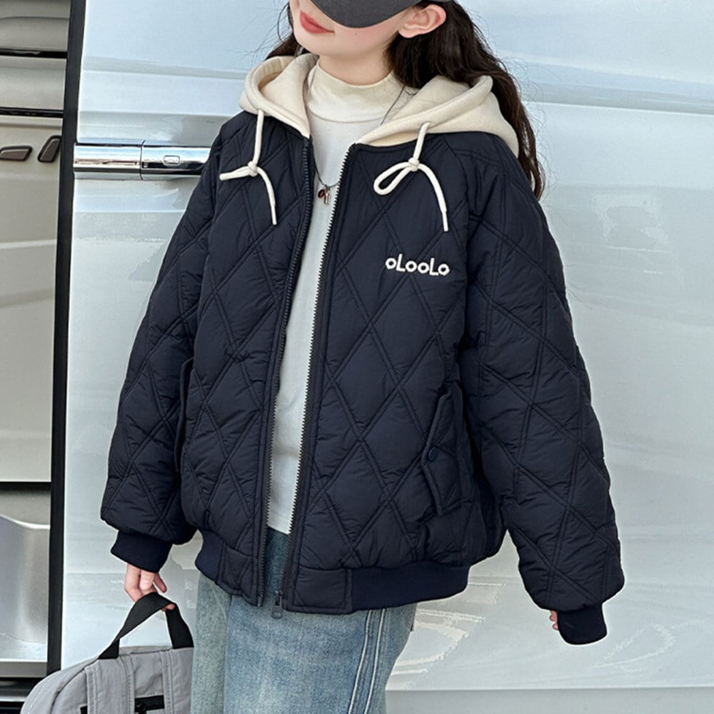 【送料無料】 子供服 女の子 フード付き 中綿 ジャケット キッズ 小学生 中学生 秋冬 アウター おしゃれ カジュアル シンプル 防寒 保温 暖かい 防風 アウトドア 通学 大人可愛い 大人女子