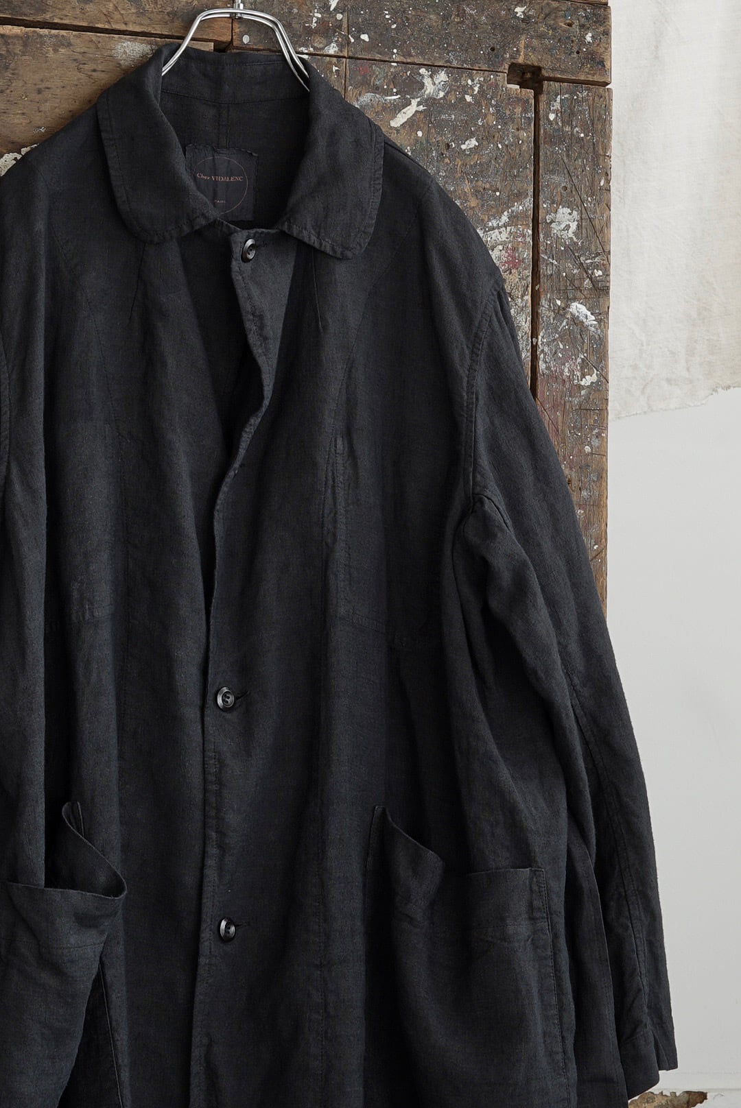 CHEZ VIDALENC - COAT TRENCH - ANTIC LINEN (BLACK) | Brownie