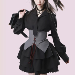ウエストコルセットレイヤードクロスシャツ(lli_7200)
