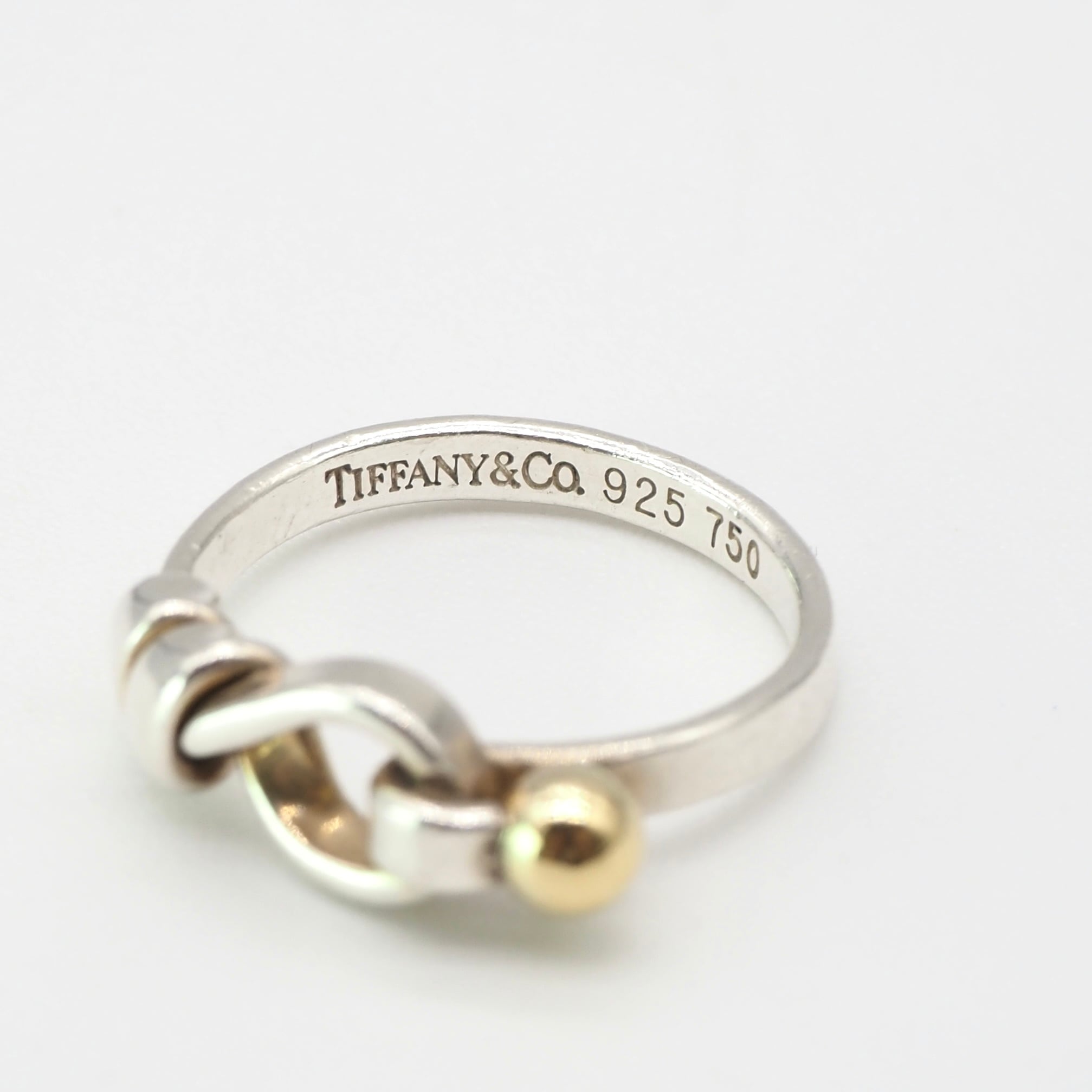 美品　ティファニー　フック＆アイ　リング　約8号　コンビ　925 750 TIFFANY&Co.（ティファニー） 8号 リング・指輪 ラブノット フック