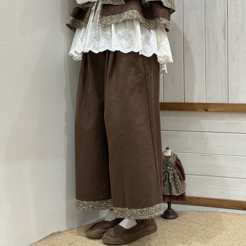 2色/裾小花柄ワイドパンツ ・12576
