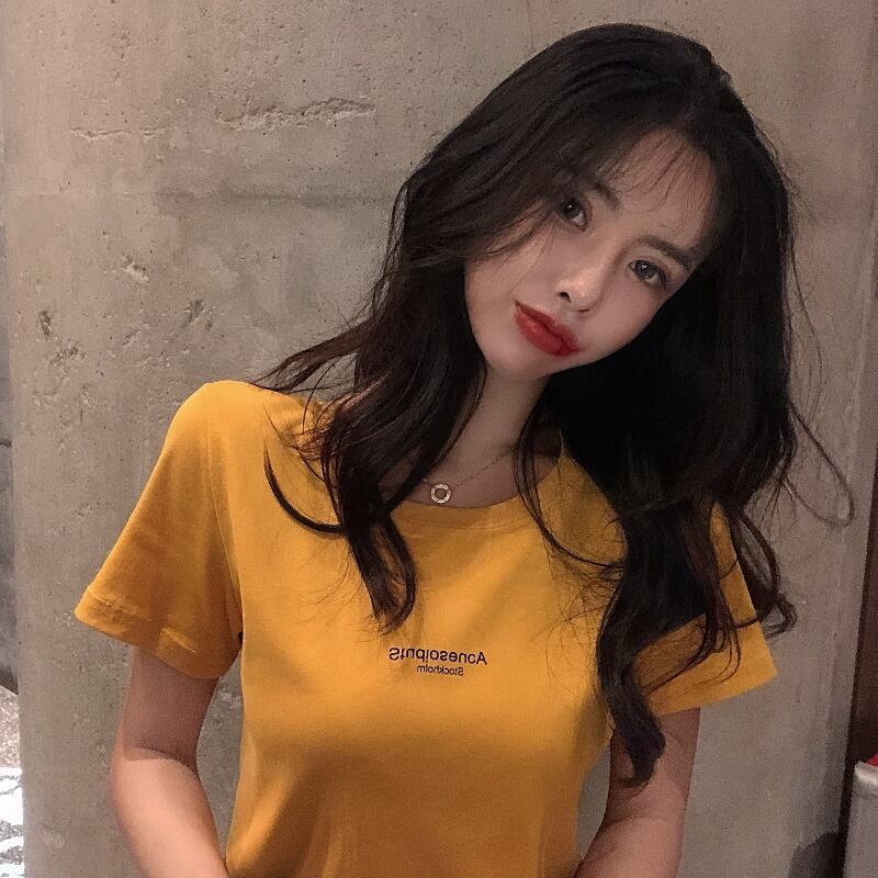 2020年春夏ウィメンズシンプルスリムショートカジュアルカジュアルワイルドルーズシンスモールレタープリント半袖Tシャツ YY-ファッション95758782808