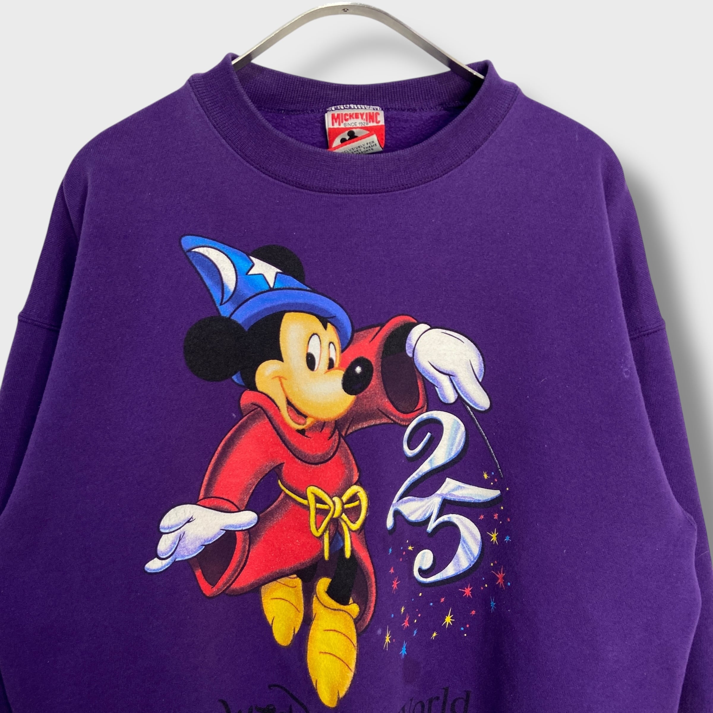 90s USA製☆ディズニー ファンタジアミッキーマウス スウェット 紫 M