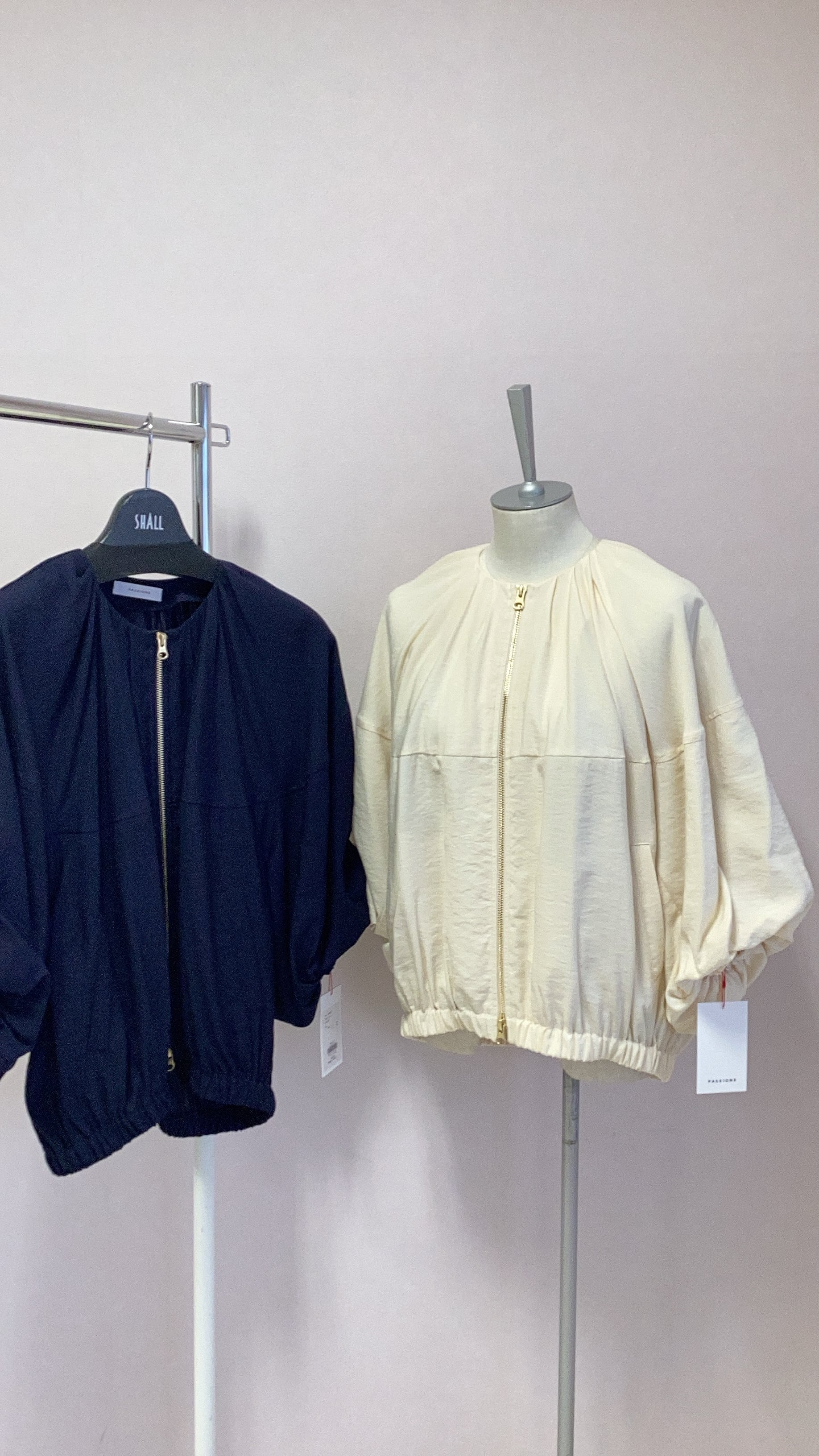 PASSIONE 七分袖 バルーン ブルゾン No.626406 アイボリー ネイビー 9号 Mサイズ パシオーネ