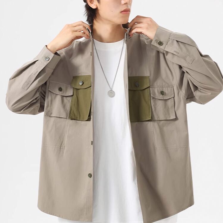 ★RETRO CONTRAST COLOR POCKET SHIRT　　　A0772