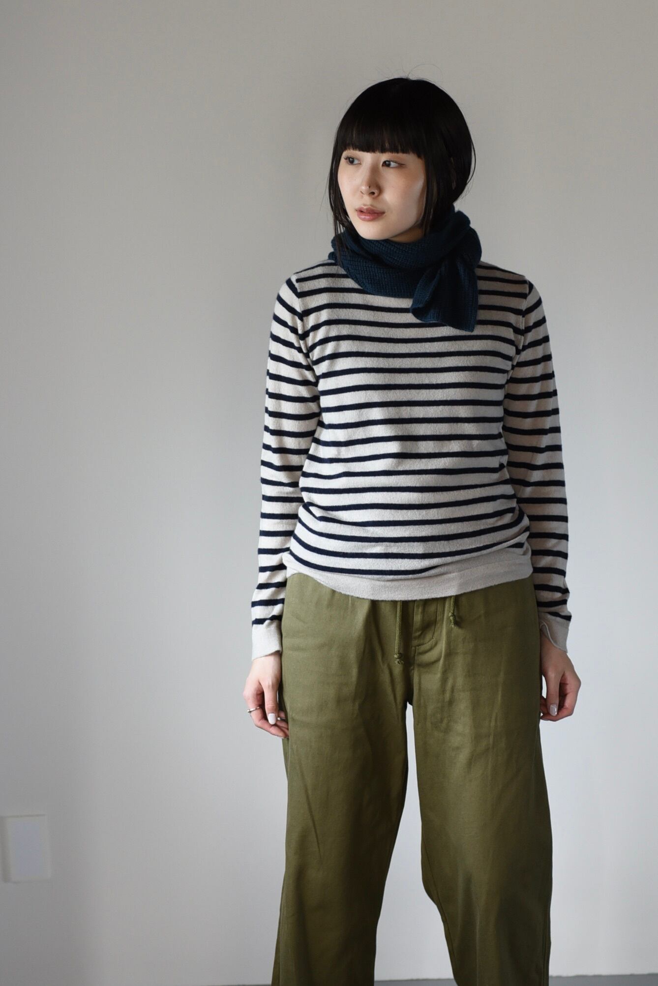 eleven 2nd ワイドパンツ eleven 2nd｜イレブンセカンド｜コットンウールワイドパンツ｜オリーブ