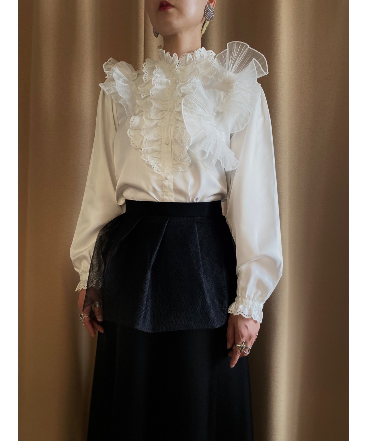 frill tulle design remake shirt-4165-6