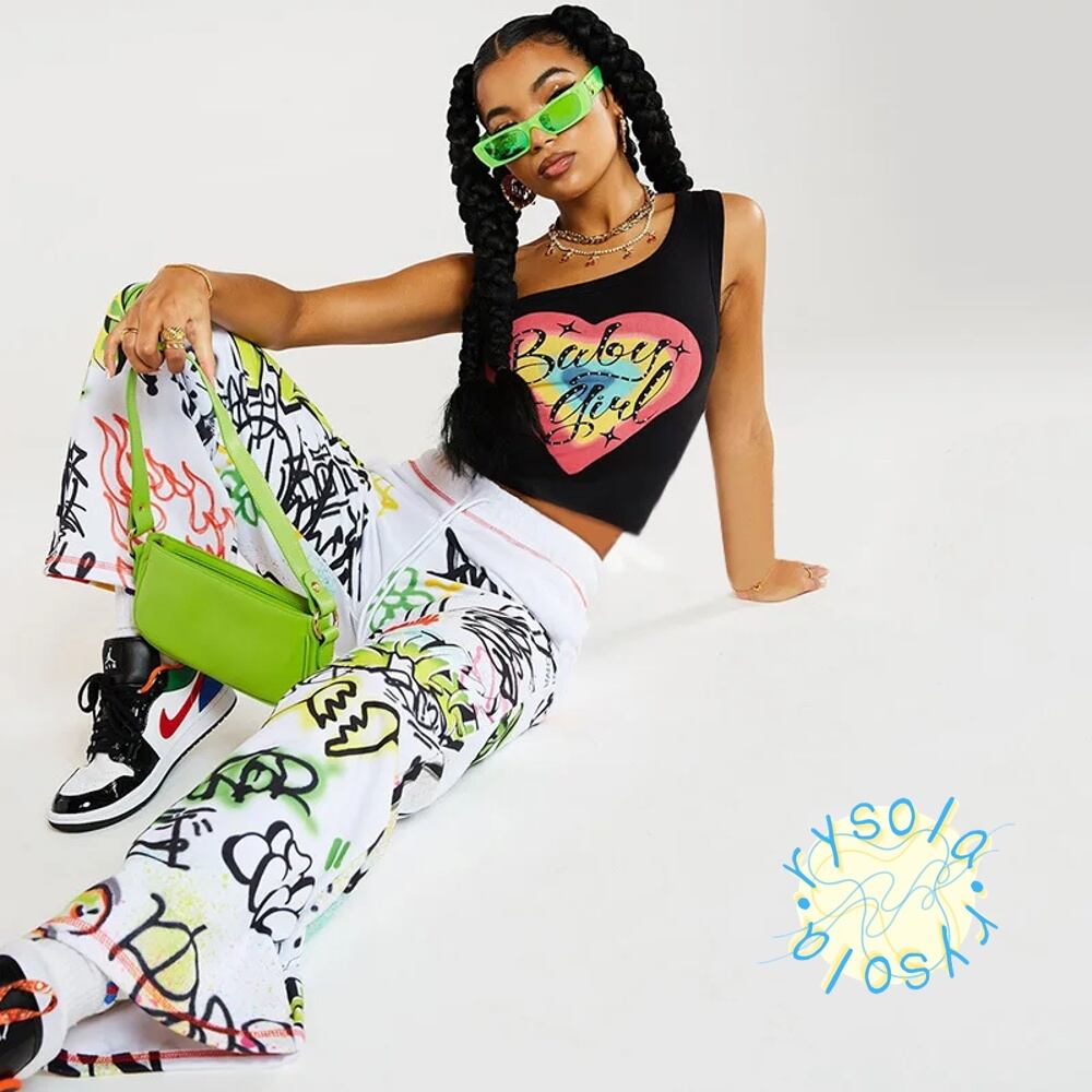 正規店購入アメリカン馬柄プリント ワイドスウェットパンツ