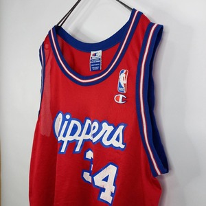 90s　メキシコ製　チャンピオン　タンクトップ　ゲームシャツ　バスケ　レッド　L