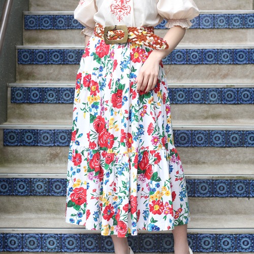 USA VINTAGE FLOWER PATTERNED LONG SKIRT/アメリカ古着花柄ロングスカート