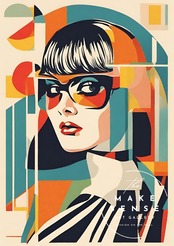 RETRO GIRL｜レトロポップな女性アートポスター｜懐かしさとモダンが調和するヴィンテージスタイルインテリアA3ポスター