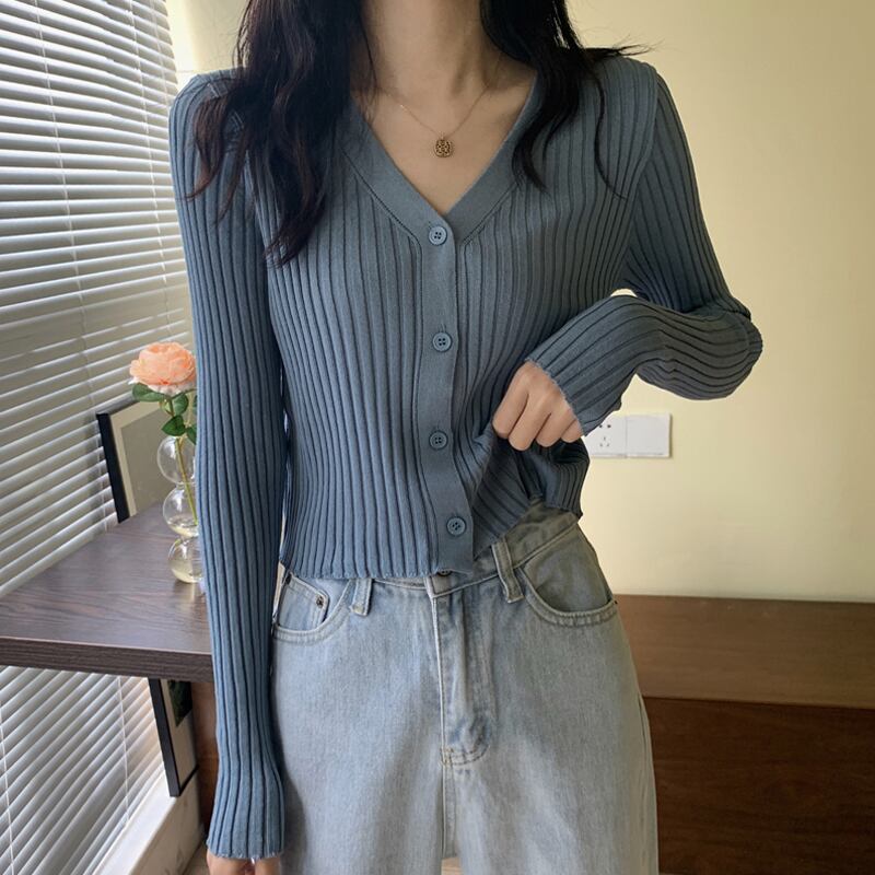 スプリングレッドVネックセーター レディースオータムショートカーディガントップス ロング 春物 秋物 試着室30033768641