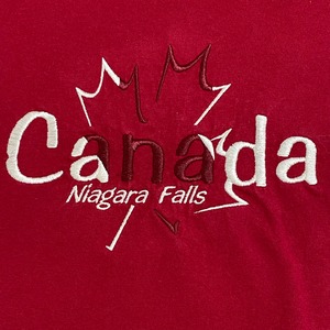 【AAA】カナダ ナイアガラの滝 刺繍ロゴ Tシャツ LARGE レッド CANADA Niagara Falls レッド メキシコ製 US古着