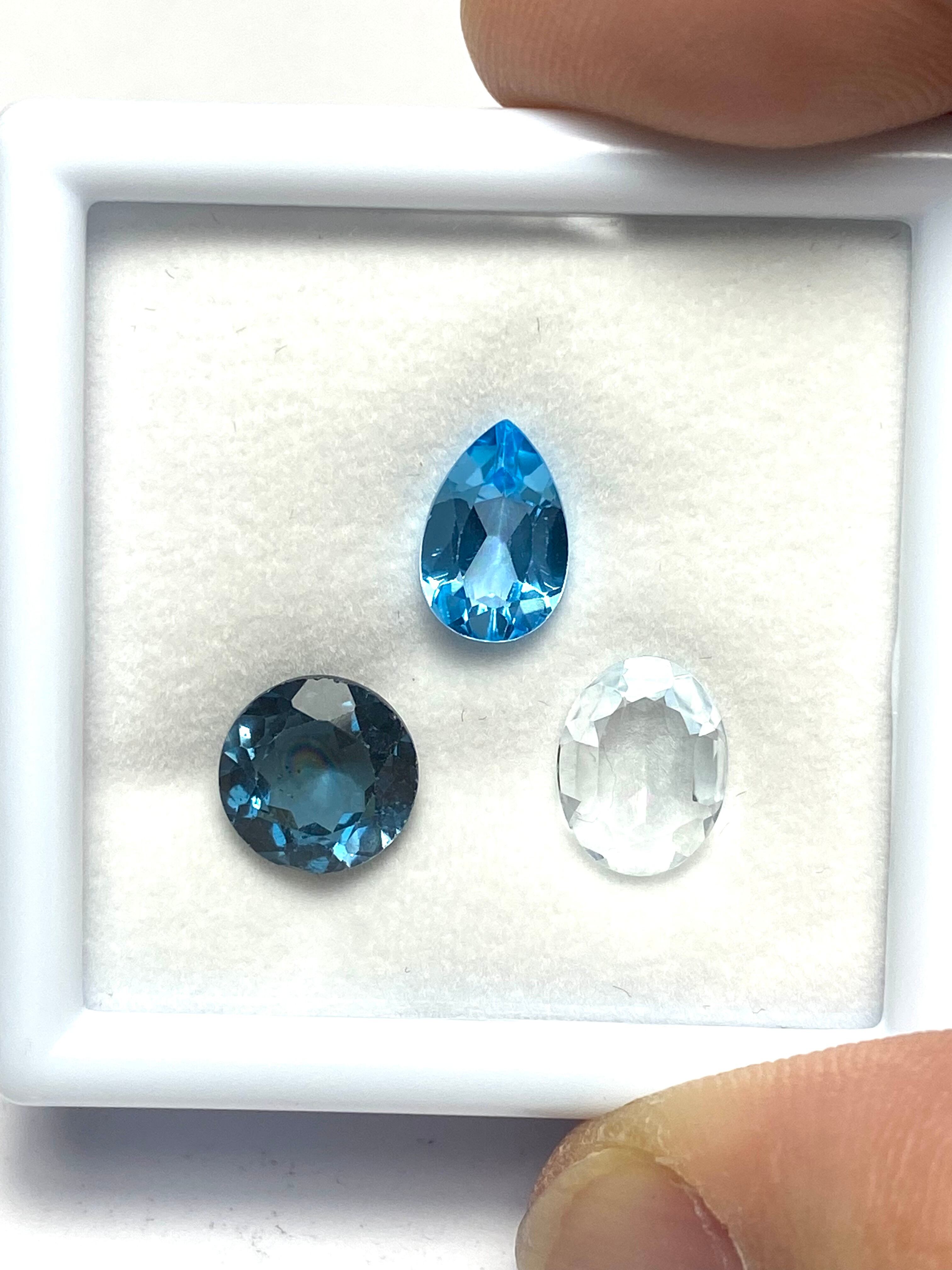 11.ブルートパーズ3石BOX［No.HA-4268］ | デザインアトリエ -kakera-