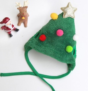 ドッグウェア　クリスマス用セットアップ　ツリー帽子＆トナカイスタイ　犬服　