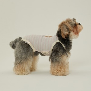 【予約】[ thesallyslaw ] Bunny Romper｜Pink Milk Stripe