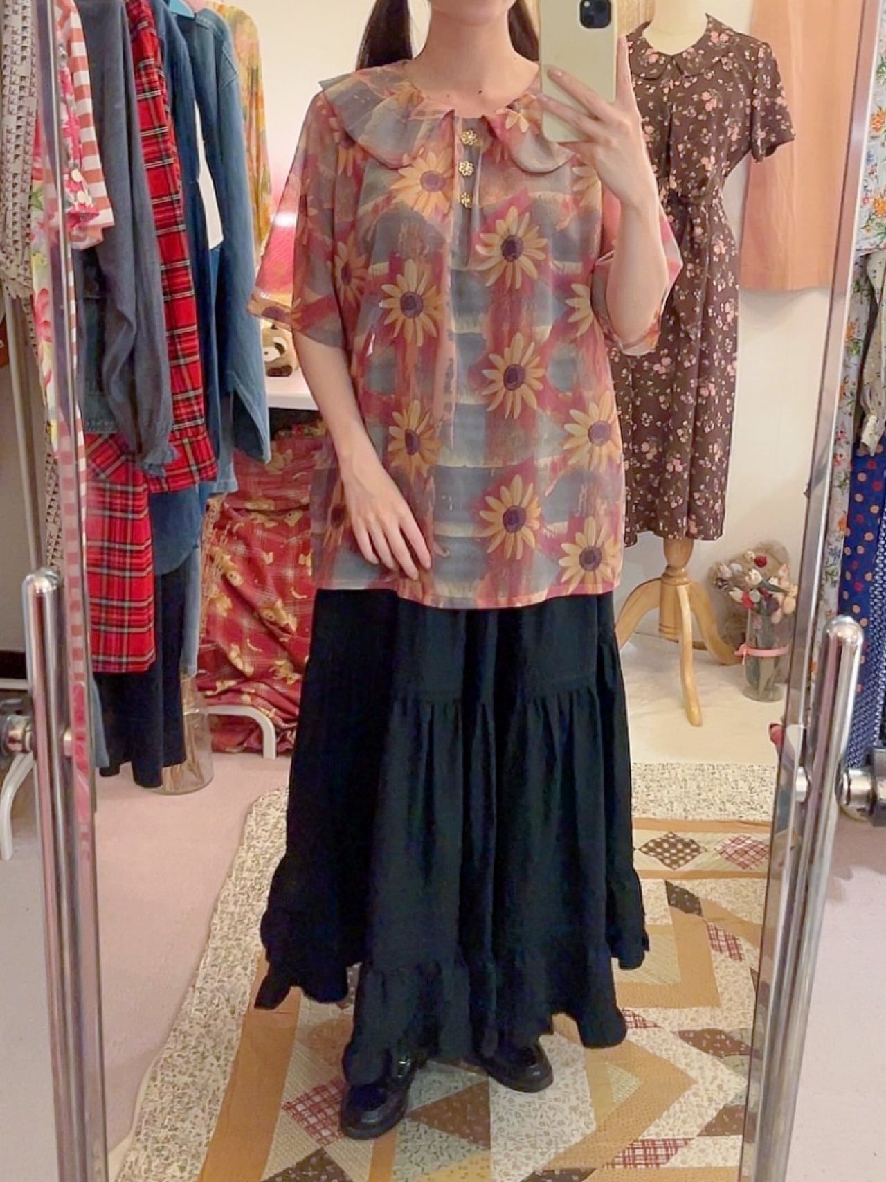 sunflower sheer blouse