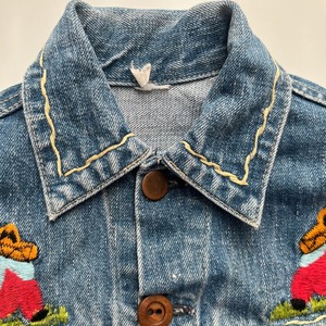 ＜VINTAGE＞Kids Embroidery Denim Jacket 7~8Y相当 (2610JK13)｜キッズ  ホースエンブロイダリー ヴィンテージ デニムジャケット
