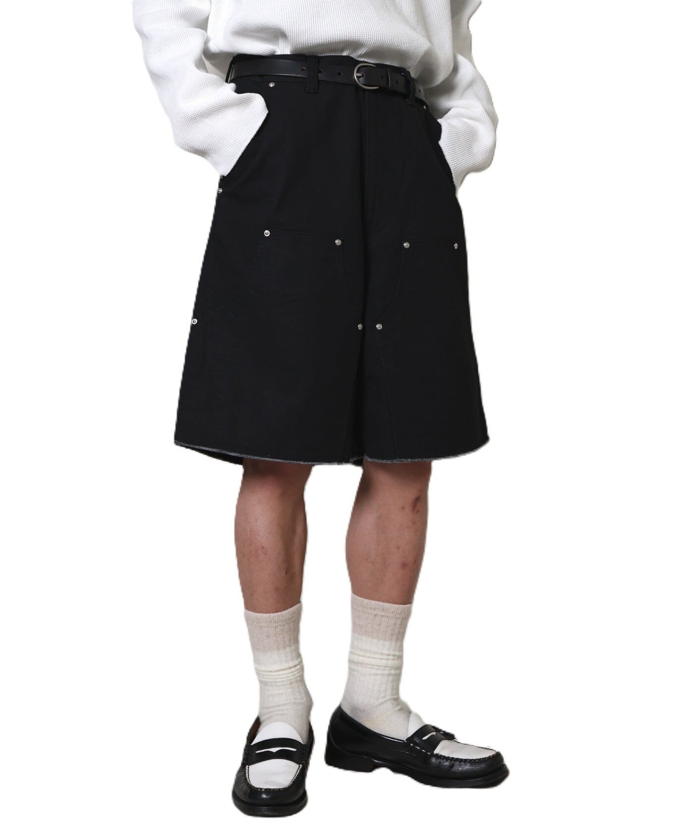 UNUSED / UW1191 DOUBLE KNEE DUCK SHORTS (BLACK) | AfterSchool