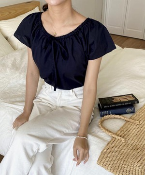 《即納商品》canal blouse (cream / pink / navy)