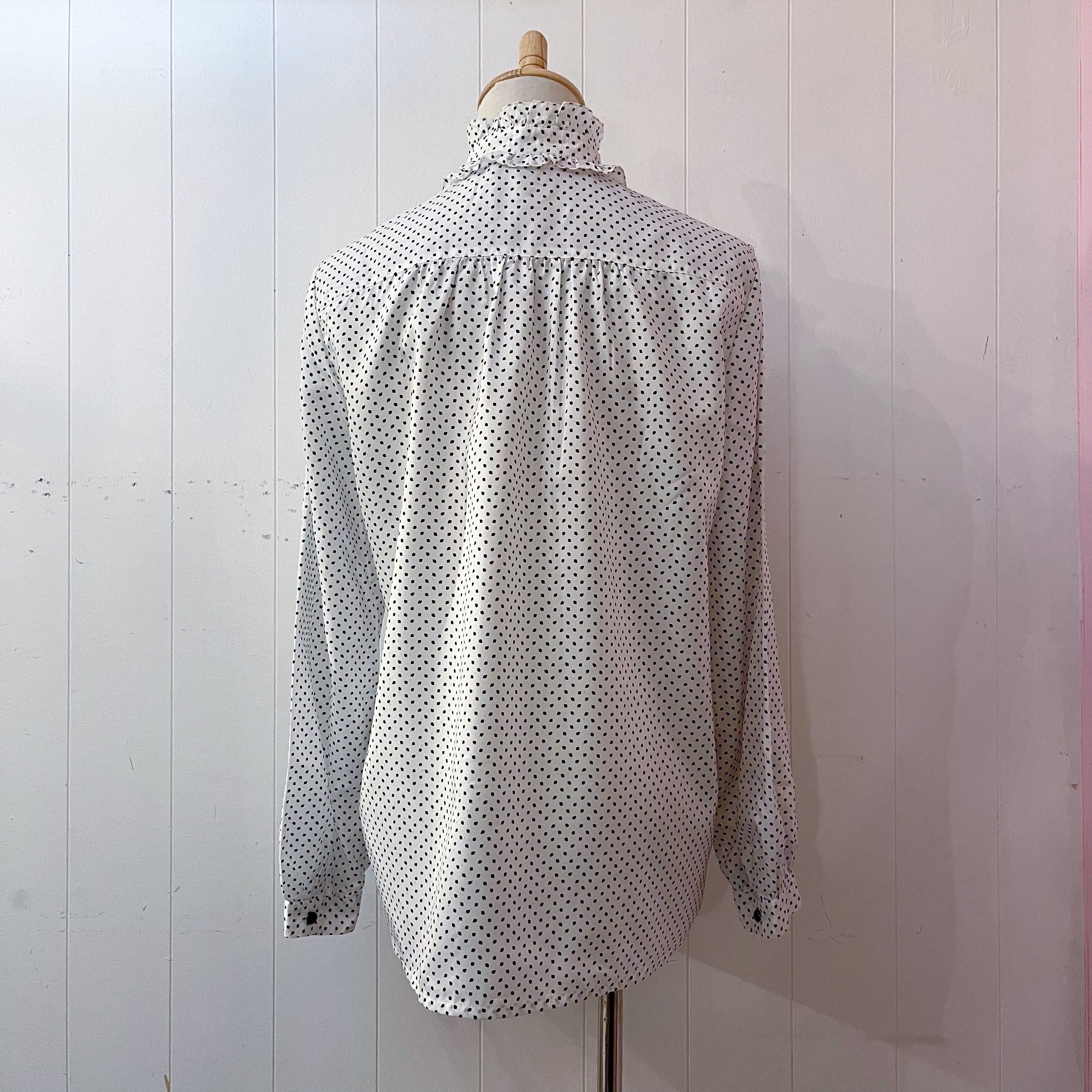 black dot stand collar blouse