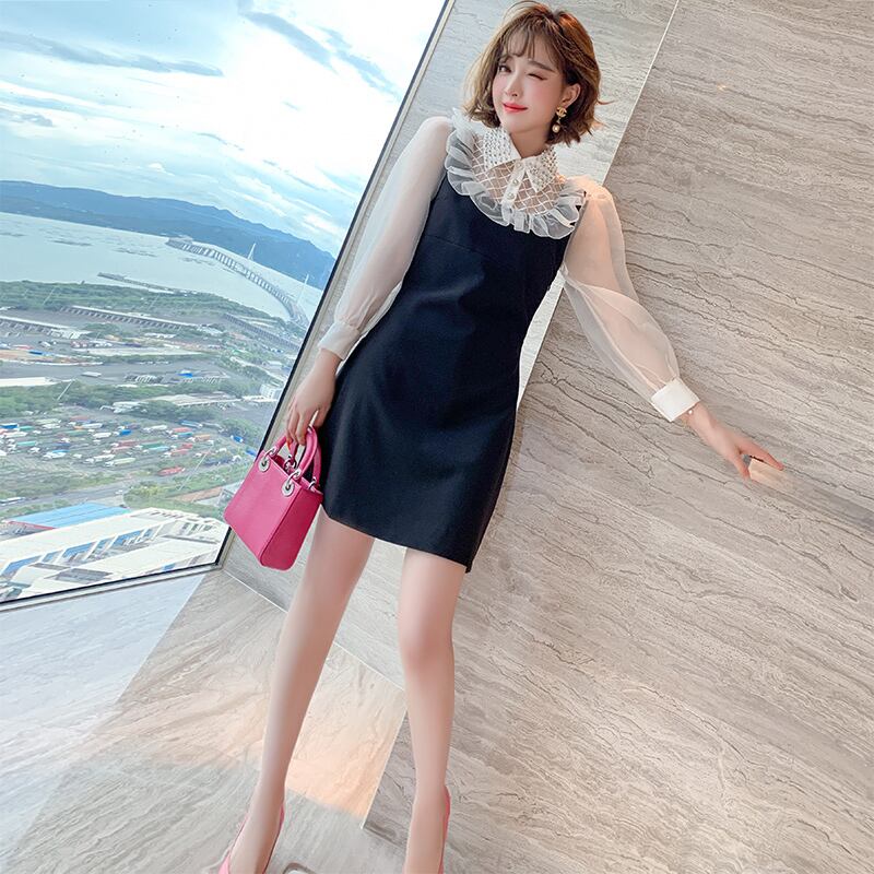 カラースリムウェストドレス オータム 秋物 ステッチ MIUCO40398543988