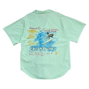 OCEAN PACIFIC 1987 SURF OPEN COLLAR BUTTON SHIRT SIZE M (USED)