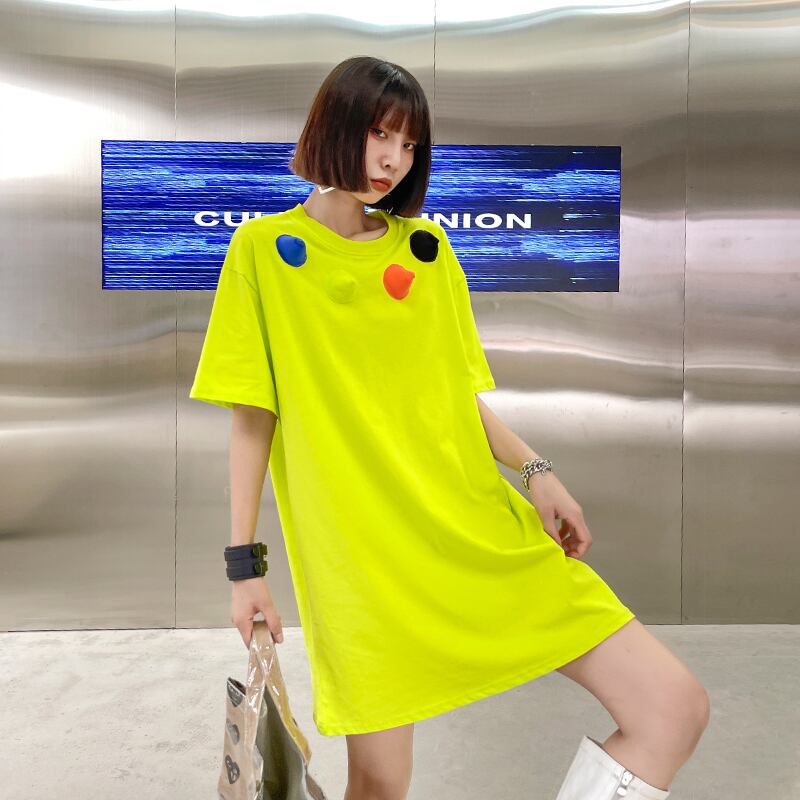 Tシャツ シャツ レディースサマールーズカラー薄手 コットン 夏物 ラブタオタオダレンハウス22573796350