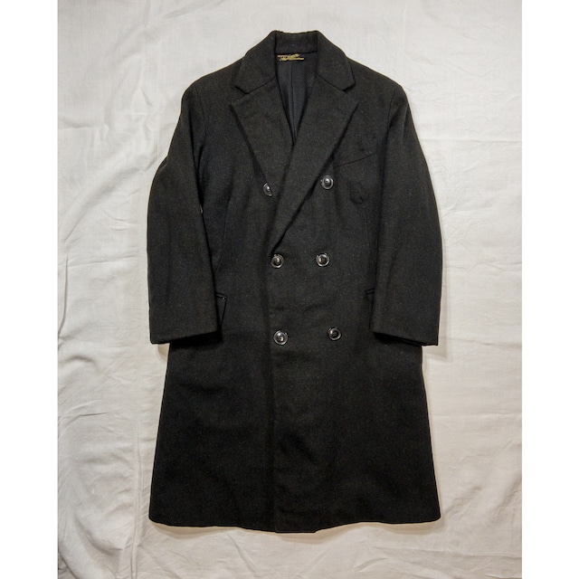 【1940-50s,Special】"French Vintage" Black Wool Double Breasted Chester Coat, Mint Condition!!