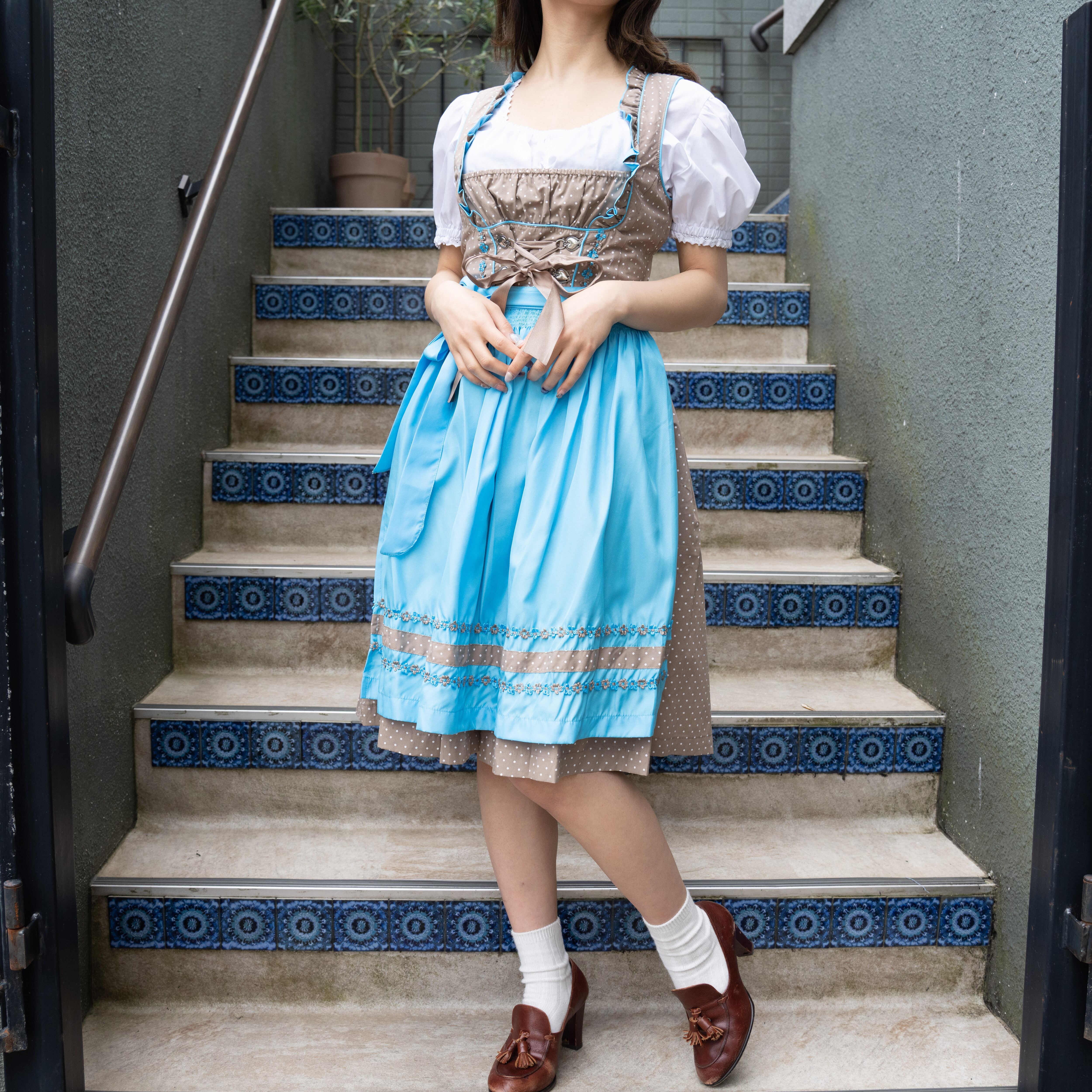 EU VINTAGE ESMARA LACE UP DIRNDL DESIGN TYROLEAN ONE PIECE ...