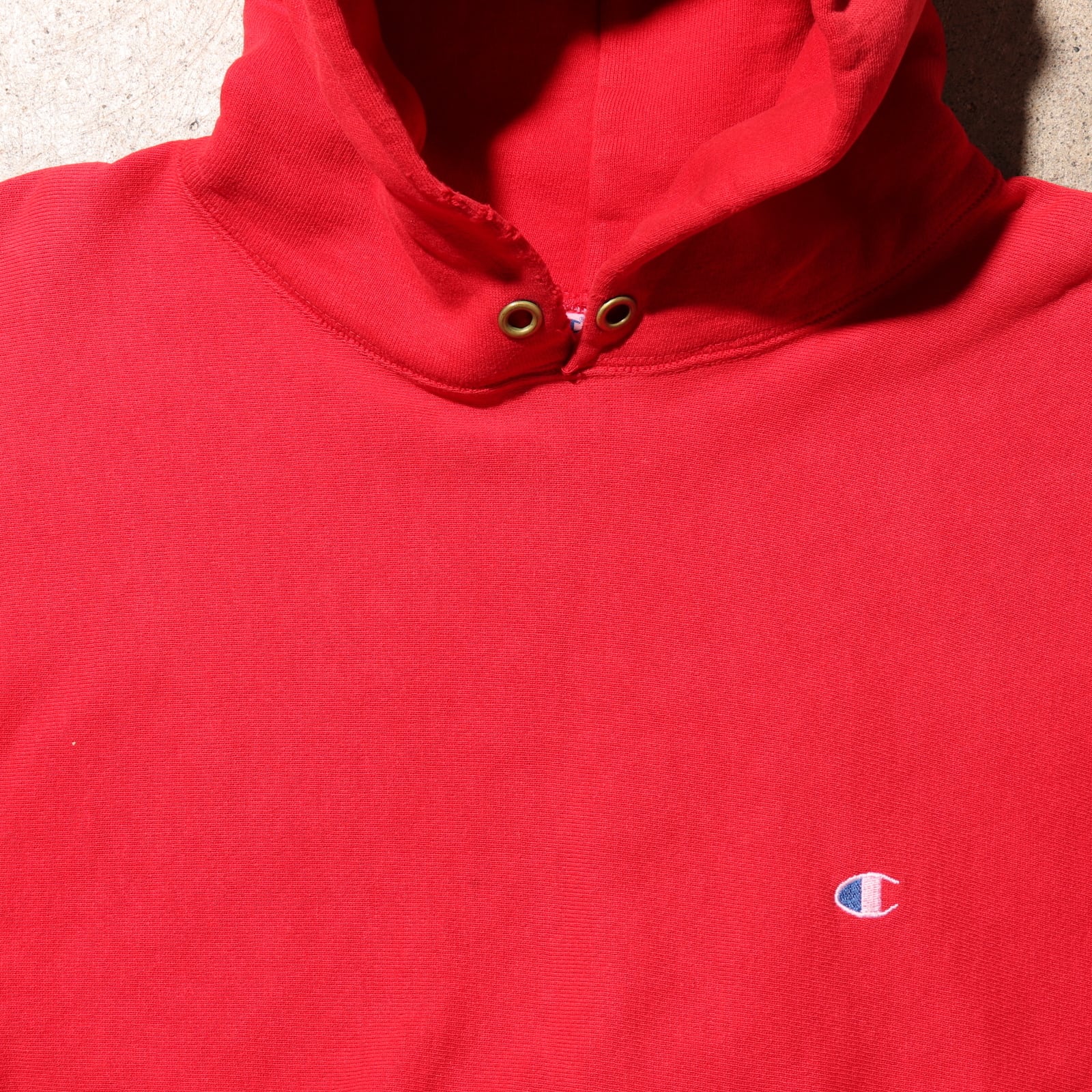 L 80s USA リバースウィーブ チャンピオン パーカー 赤 無地  