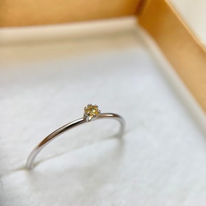 イエローサファイア 一粒リング 2mm #9 シルバー