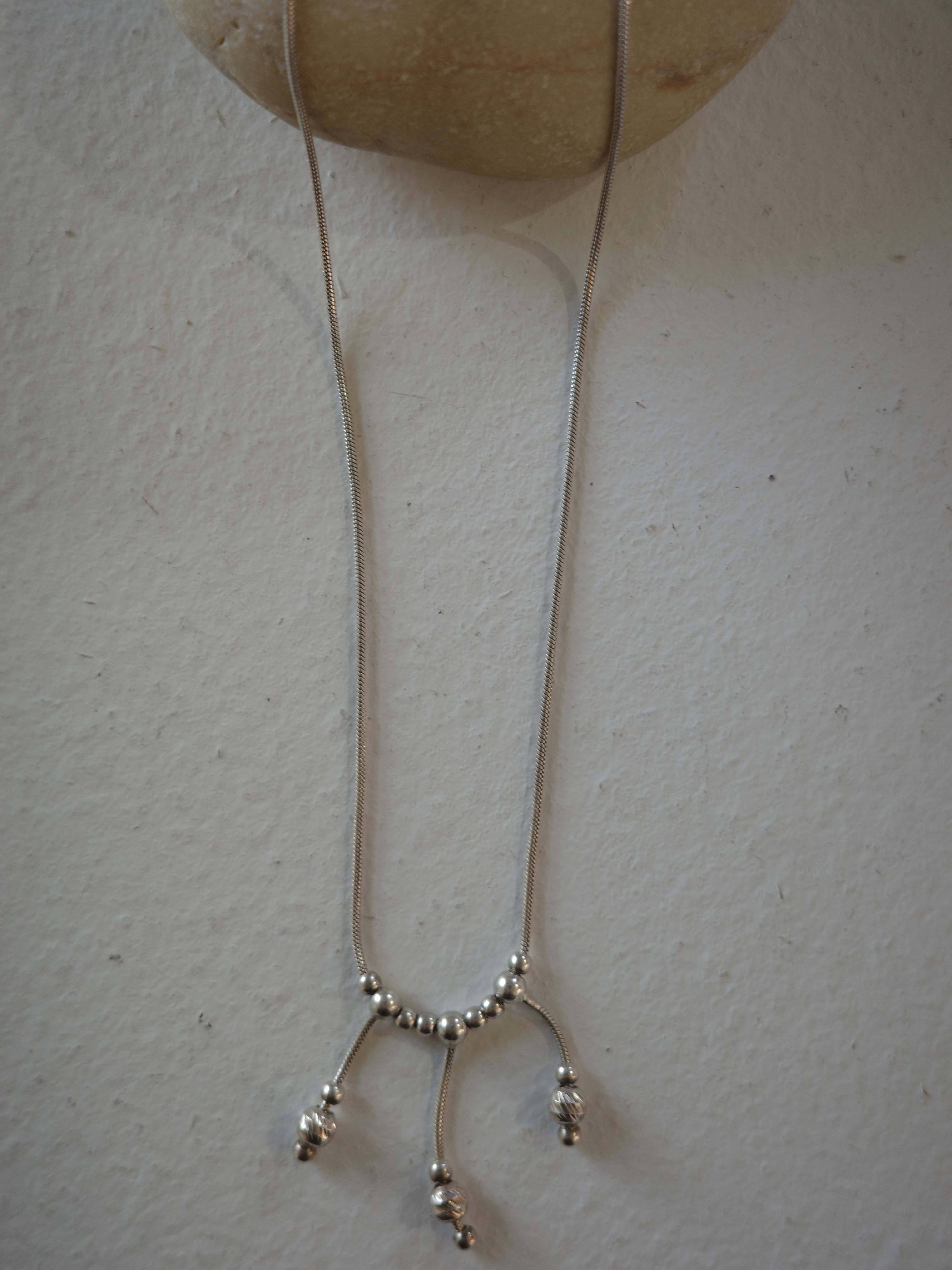 <vintage silver95>beads fringe necklace