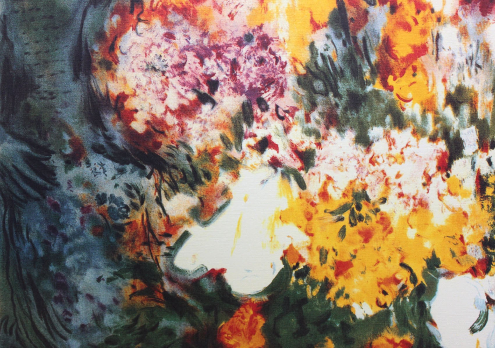 マルク・シャガール作品「花束」作品証明書・展示用フック・限定500部エディション付複製画リトグラ