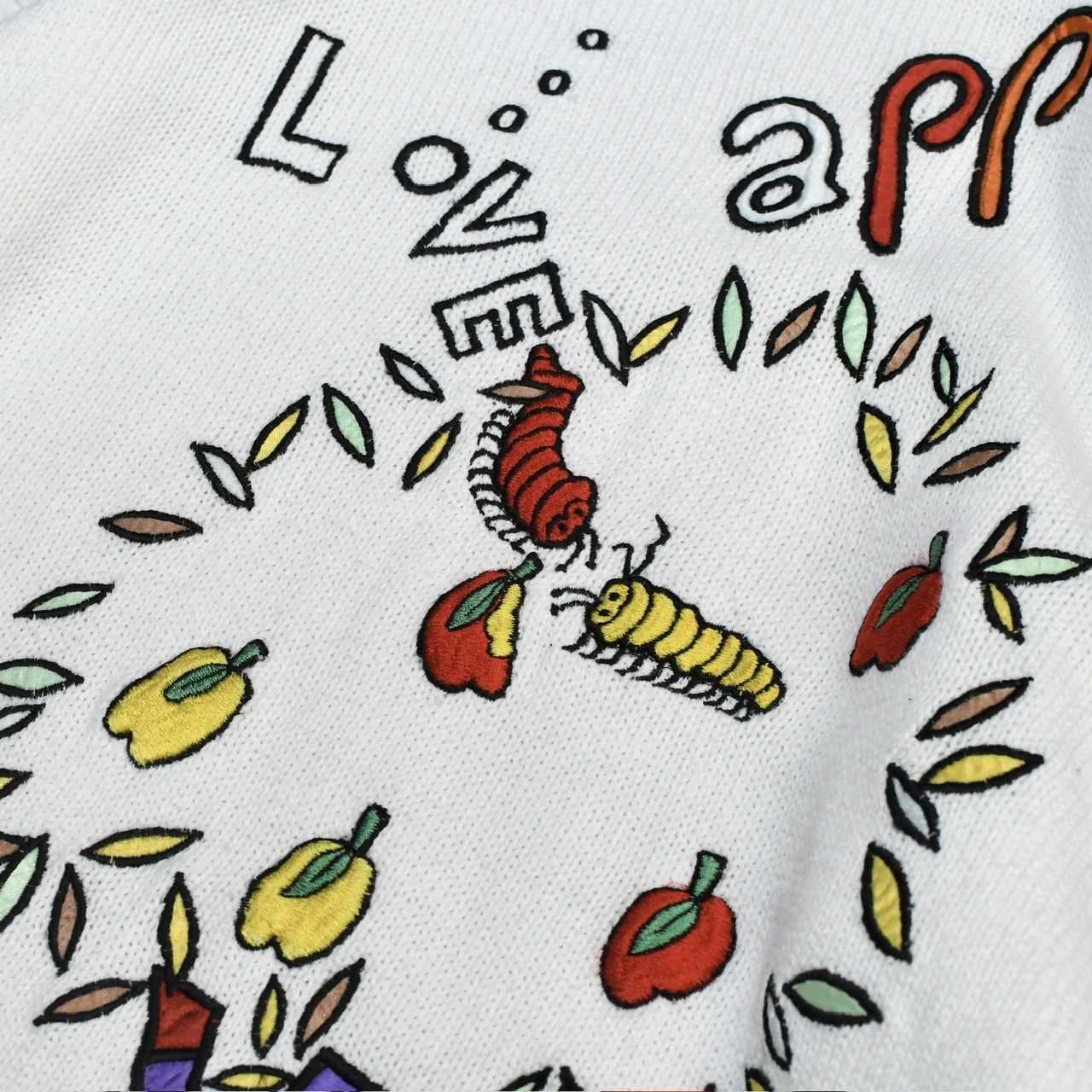 colorful caterpillar embroidery cotton knit