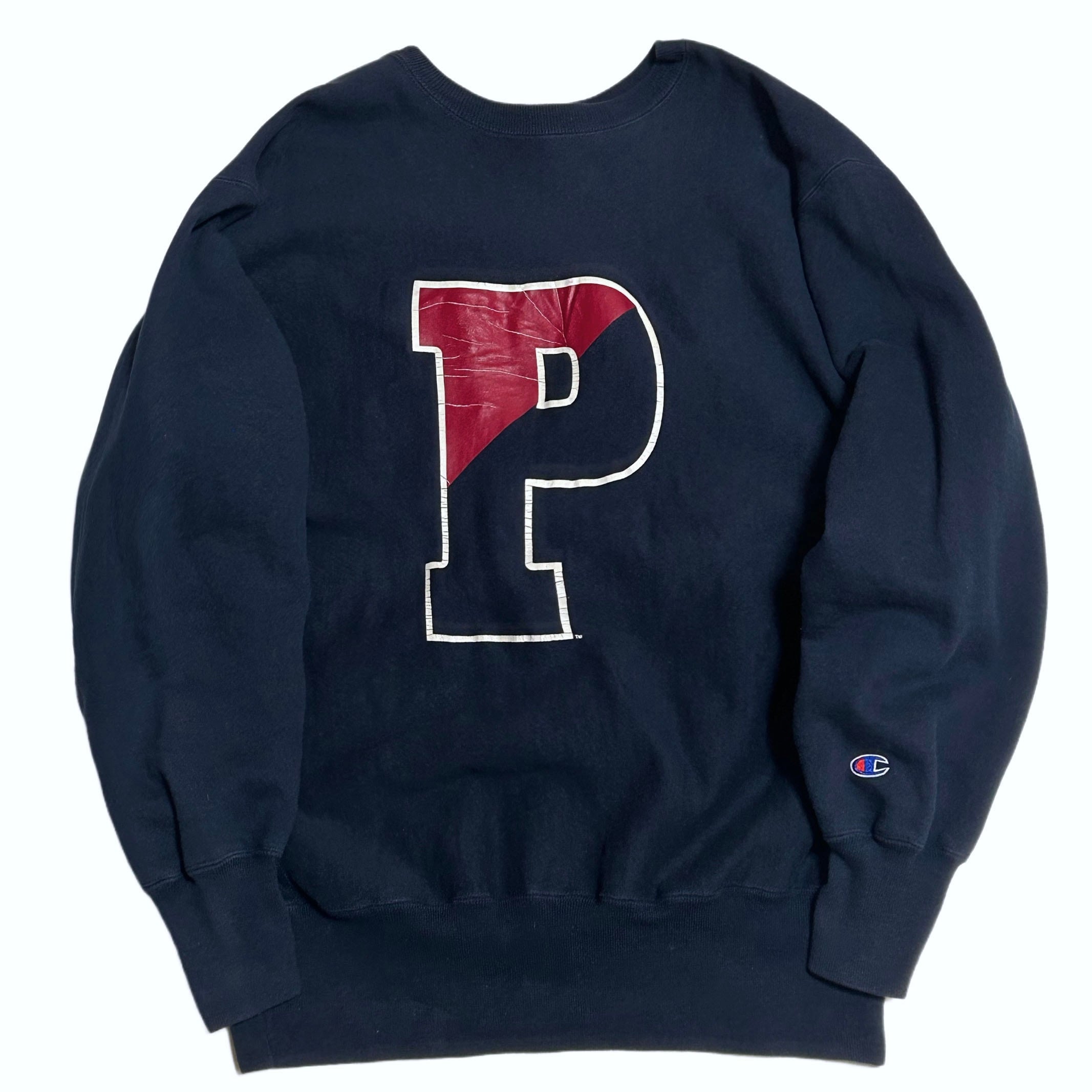 デカプリント『P』 90s チャンピオン Champion リバースウィーブ スウェット【XL】 MADE IN MEXICO RW-625