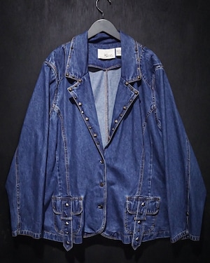 【WEAPON VINTAGE】Studs × Belt Gimmick Loose Denim Tailored Jacket