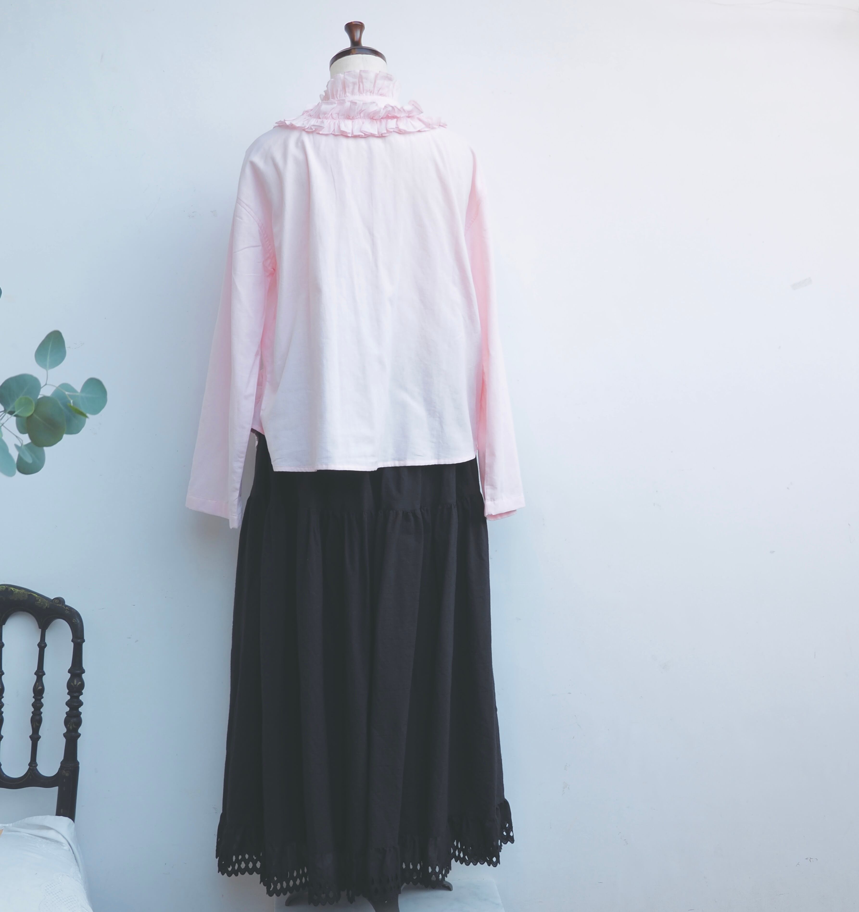 BUNON/Double Frill Cape/フリルケープ(black・ecru)