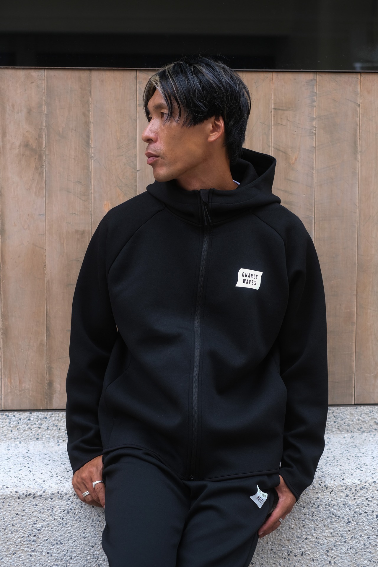 GNARLYWAVES BOX LOGO ZIP HOODIE