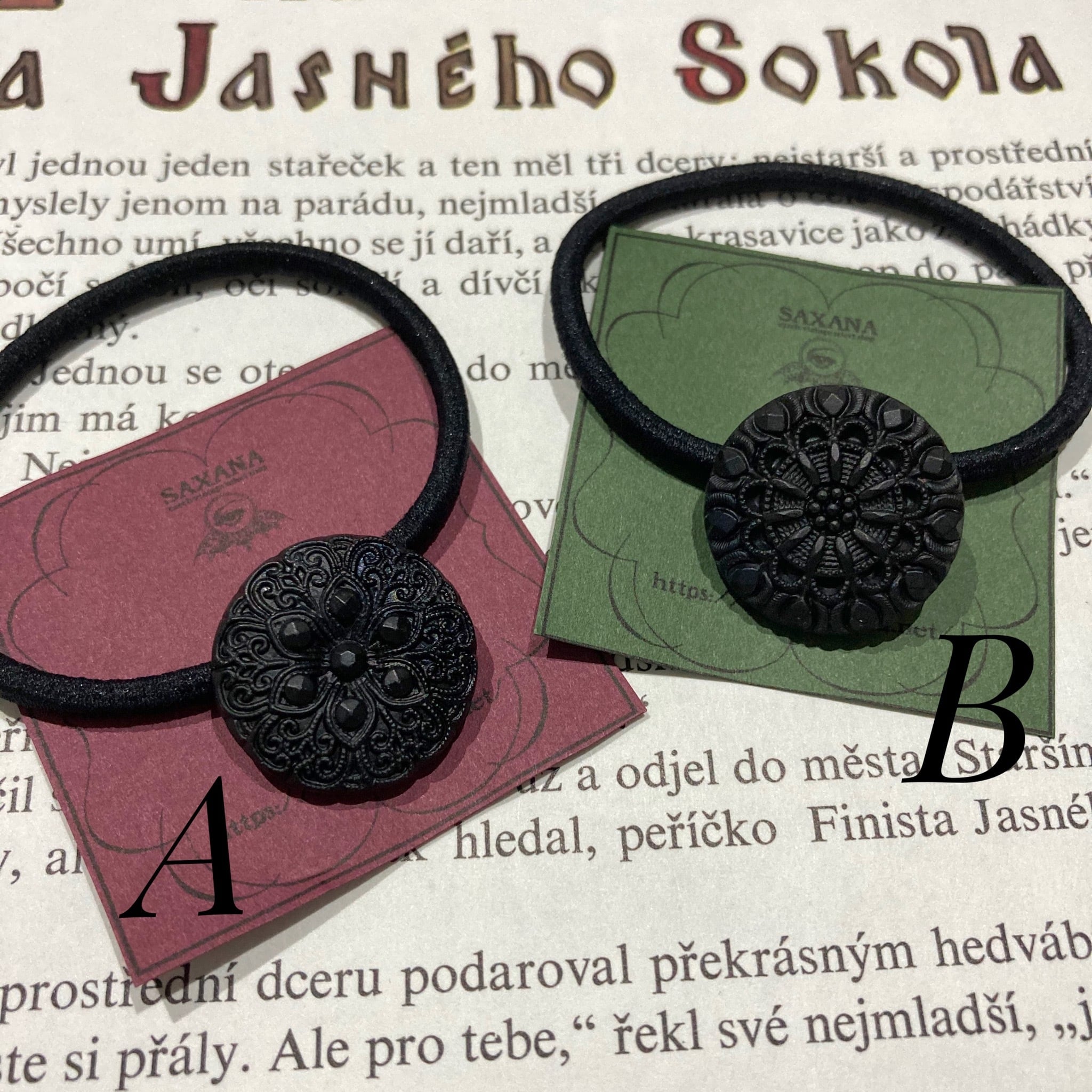 ヴィンテージガラスボタンヘアゴム | CzechVintageSelectShopSAXANA