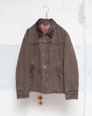 “Marlboro Classics” brown duck canvas western jacket / leather collar & piping / wool blanket lining / Made in SLOVAKIA