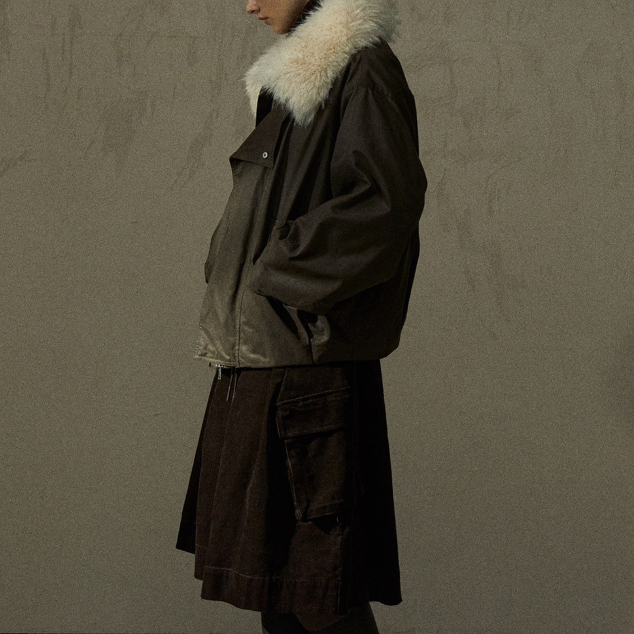 Fur Color Zip-Up Jacket T4046