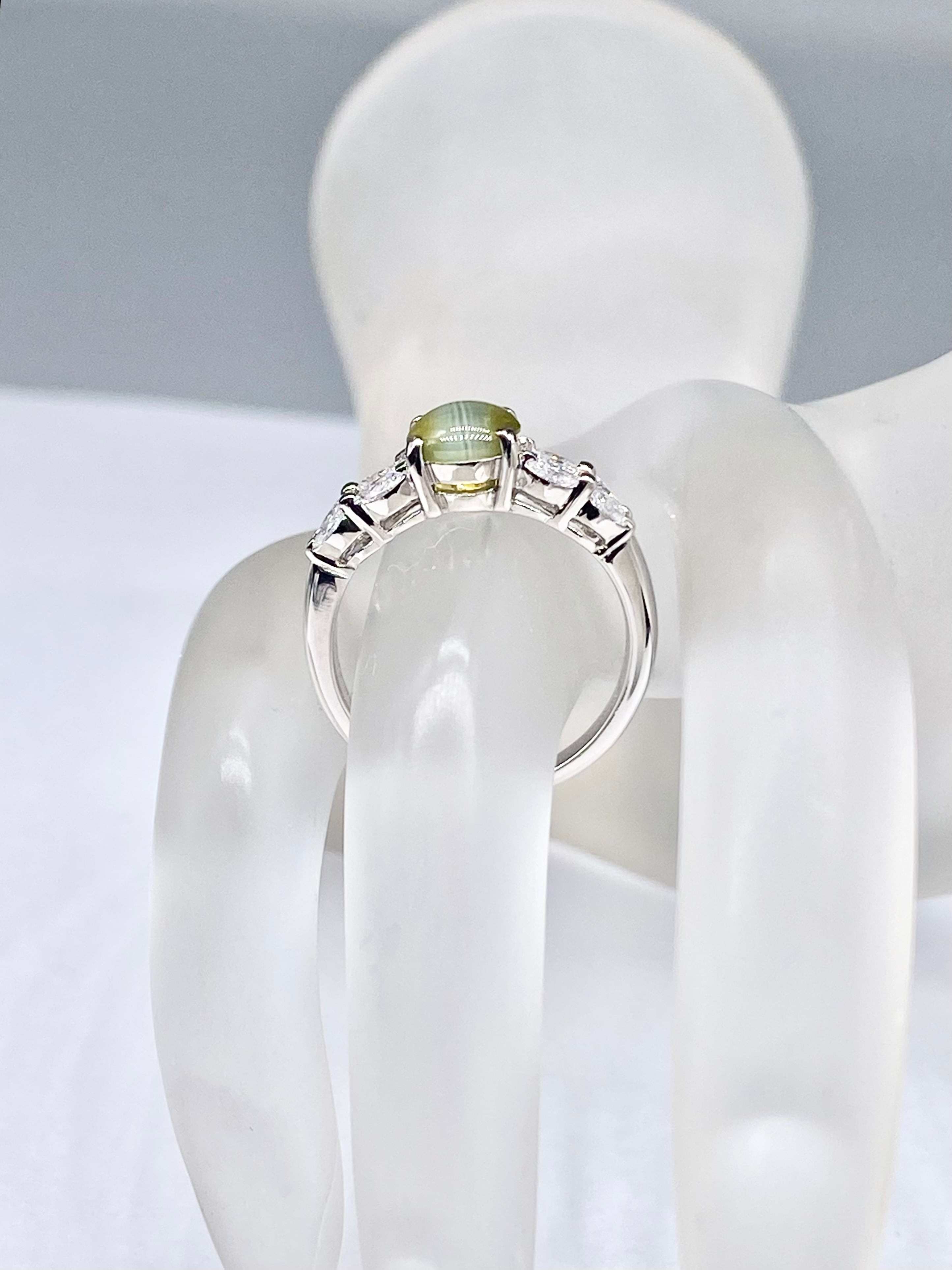 クリソベリルキャッツアイ 1.66ct / ダイヤモンド 計0.72ct Pt900