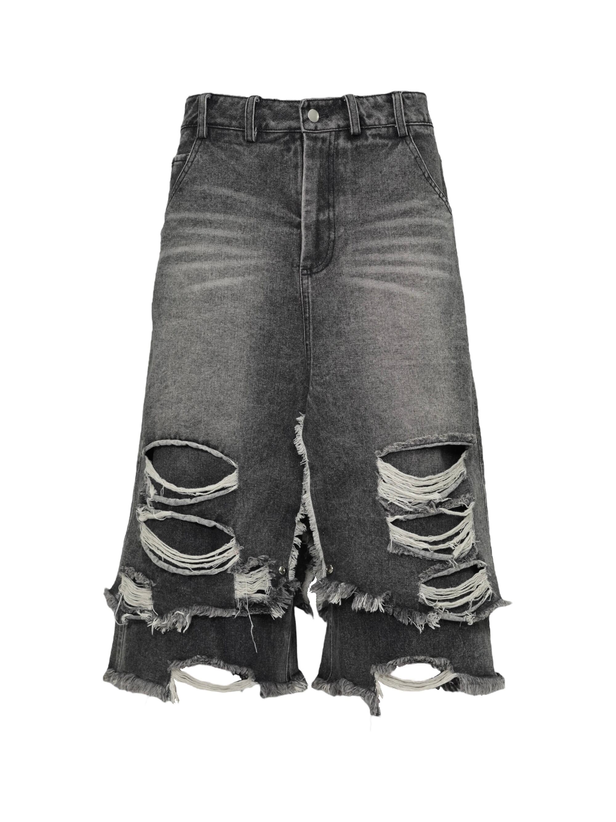 LOVE KILLER】Clash damage baggy denim shorts | OVERTURE WEB SHOP