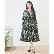 TRUBE 百合が揺れるプリーツワンピース【L~LL】ブラック