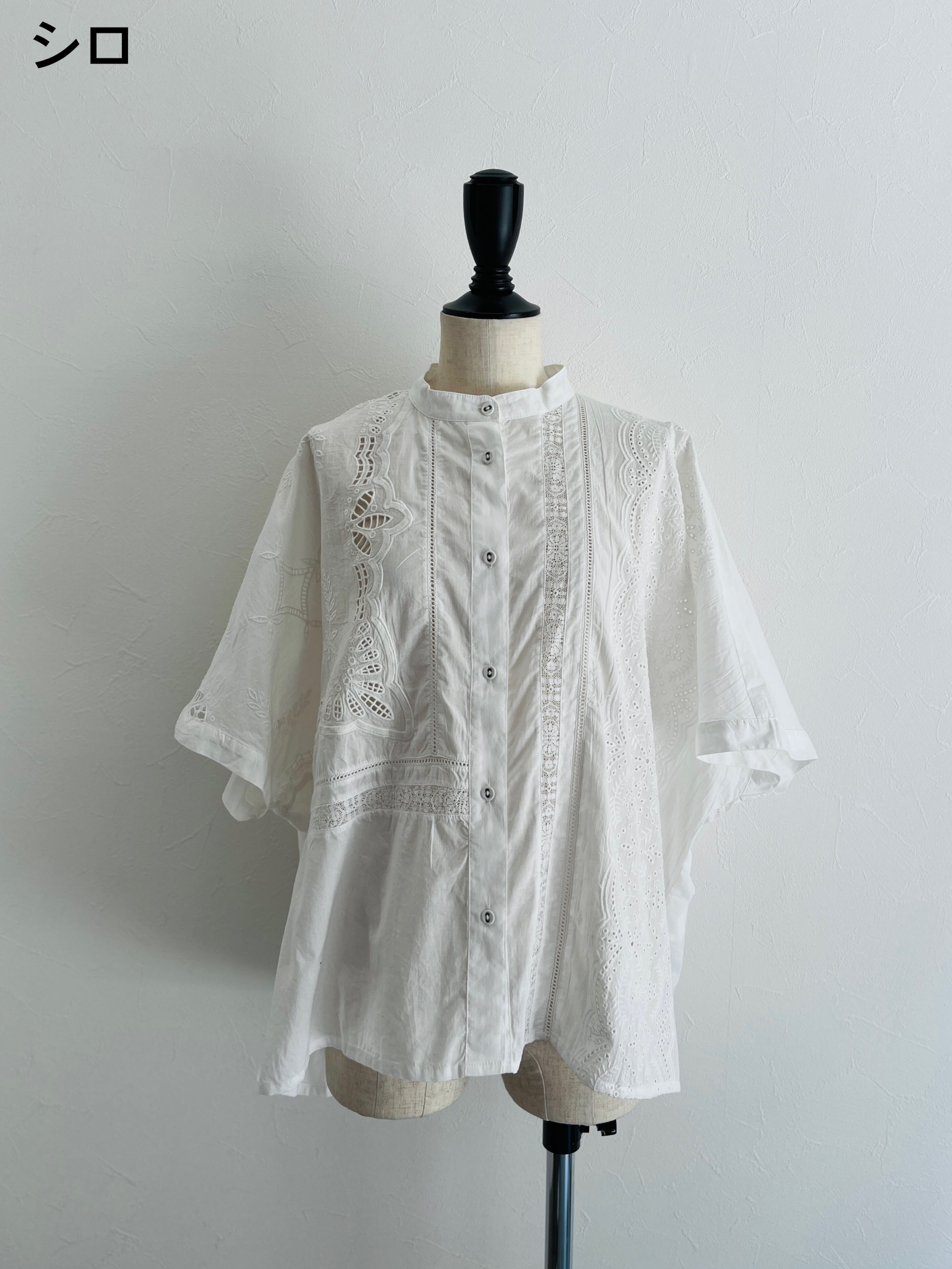 yuni 刺繍カットスクエアブラウス △カットワーク刺繍 スクエアブラウス（シャツ/ブラウス）｜yuni